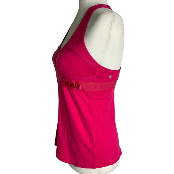 Lululemon Adjustable Tank Top 8 Pink Racerback Lined Bust Stretch Knit - Picture 3 of 7